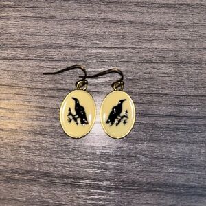 Black and Yellow Crow Earrings